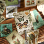 butterfly postage sticker vintage washi stamp aged print detail
