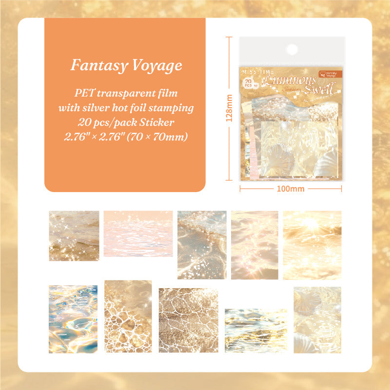 Fantasy Voyage golden sea PET stickers with silver foil for warm tone journaling supplies