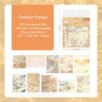 Fantasy Voyage golden sea PET stickers with silver foil for warm tone journaling supplies