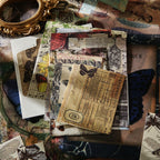 Whispers of Time vintage ephemera pack – 140 pieces of paper, lace, tags and stickers in a dark academia color story