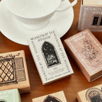 seasons by the window wooden stamp set vintage arched window designs with packaging boxes
