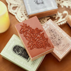 vintage floral window wooden stamps with stamped impressions on lace romantic journal stamps