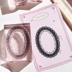 lace reverie vine wreath stamp with black lace impression on pink note paper vintage journaling
