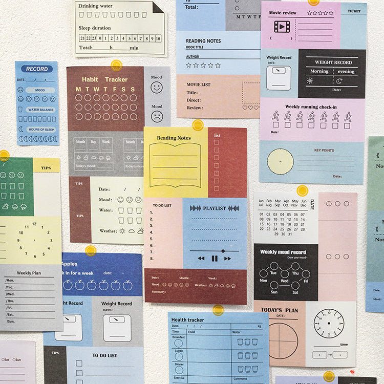 daily schedule writable sticker sheet color block time block planning layout